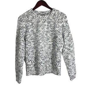 ASTR Marled Knit Sweater Women's M Black White‎ Lace Back Long Sleeve Pullover